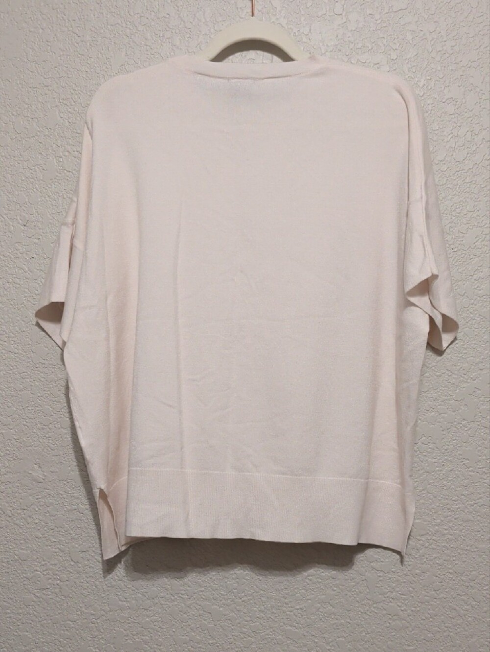 Splended cream short sleeve oversized knit crewneck sweater tee shirt - Picture 4 of 6